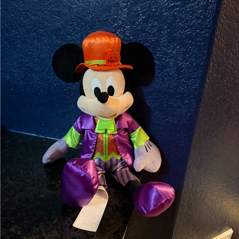 Disney Halloween Mickey Mouse Plush with Orange Hat and Purple Outfit